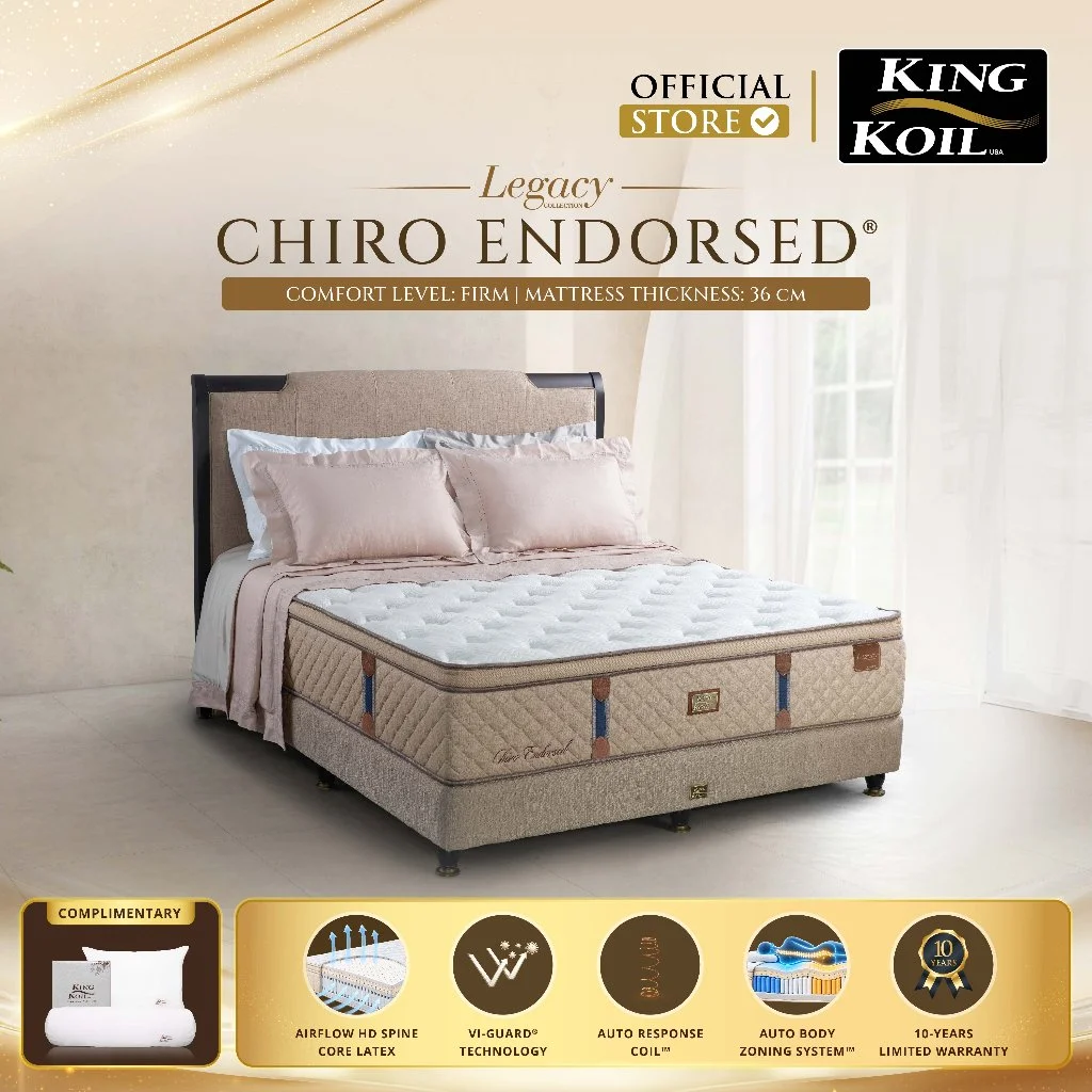 KING KOIL Chiro Endorsed - Kasur Spring Bed [Full Set]