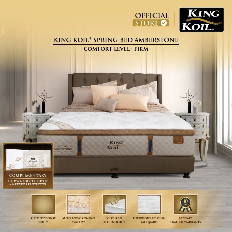 KING KOIL Amberstone - Kasur Spring Bed [Full Set]