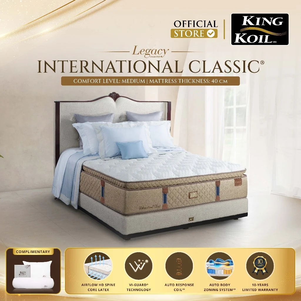 KING KOIL International Classic - Kasur Spring Bed [Full Set]