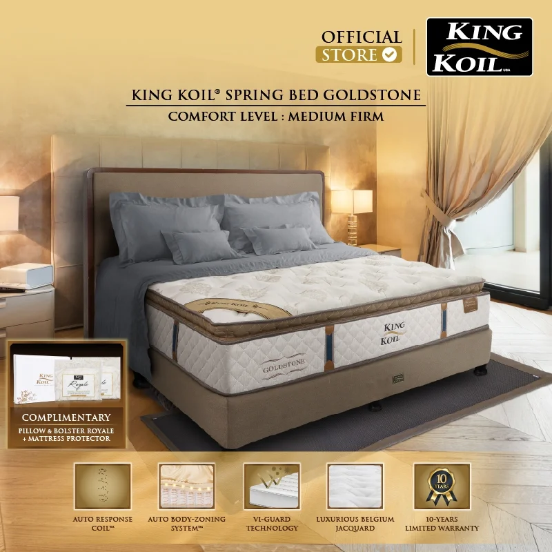 KING KOIL Goldstone - Kasur Spring Bed [Full Set]
