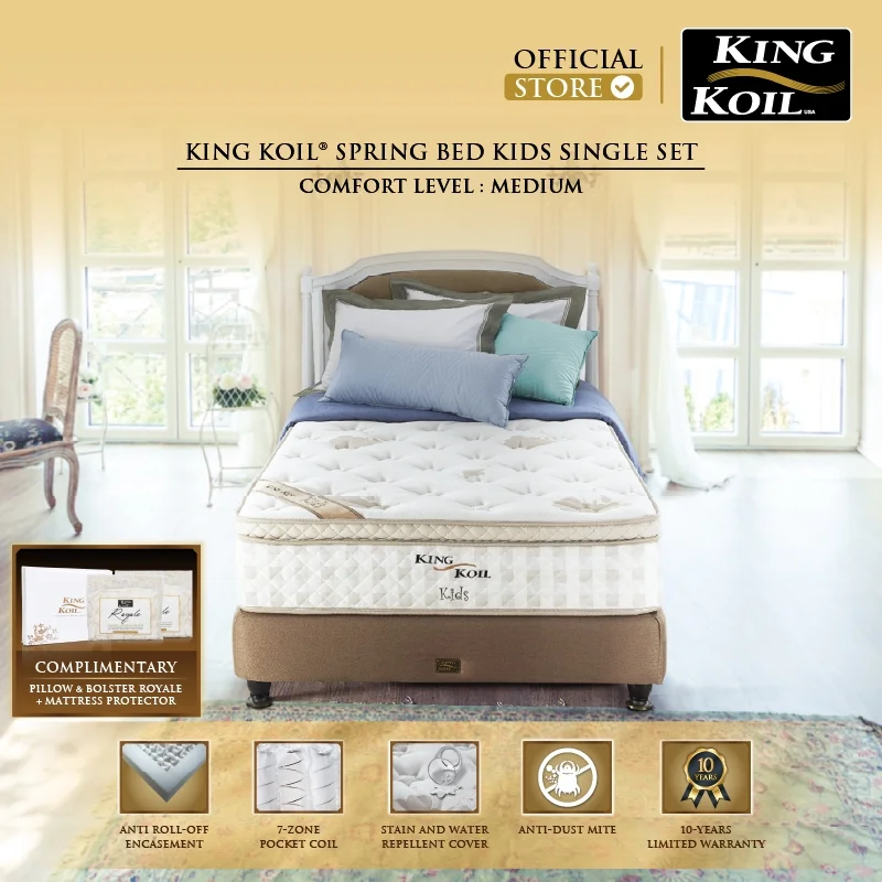 KING KOIL Kids Single Set - Kasur Spring Bed [Full Set]